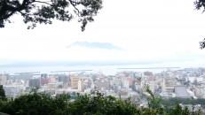 View of Kagoshima and the nearby island volcano. Apparently at increased risk of eruption at the moment! 