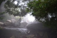 Ewen & Bruce hidden in the fog at top of Mount Misen